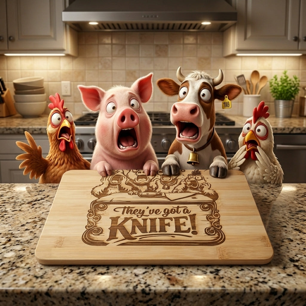 They've got a Knife! Bamboo Chopping Board 30cmx24cm