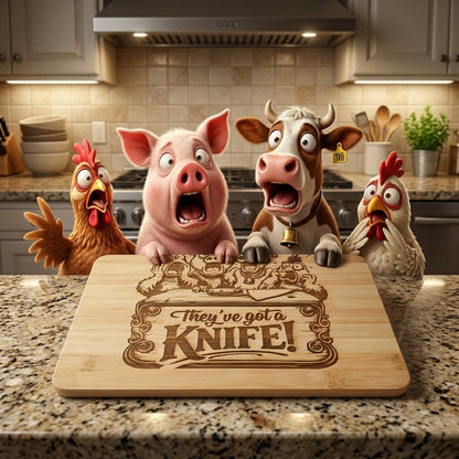 They've got a Knife! Bamboo Chopping Board 30cmx24cm