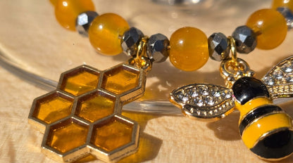 Bee & Honeycomb Wine Glass Charms (Set of 4)