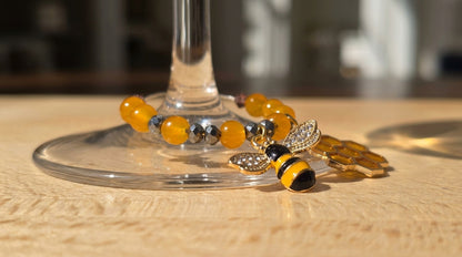 Bee & Honeycomb Wine Glass Charms (Set of 4)