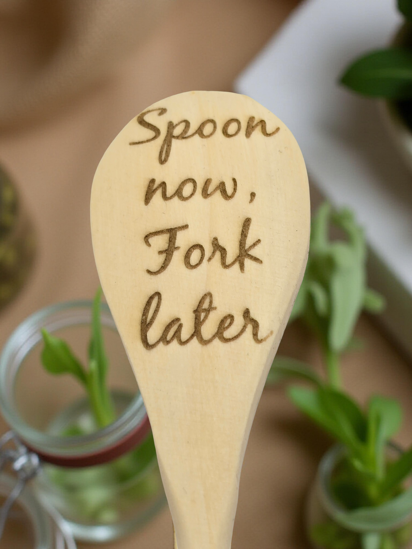 Engraved Beech Wood Kitchen Spoons - Kitchen Utensil Gift