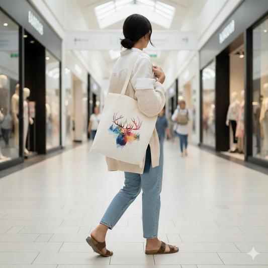 Colour Splash Stag Canvas Tote Bag