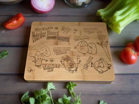 Vegetable Murder Board - Funny bamboo cutting board