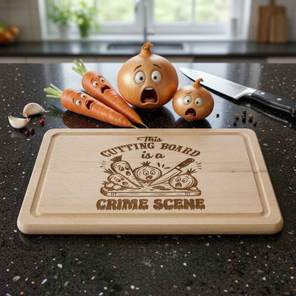 Vegetable Crime Scene Beech Wood Chopping Board 30cm x 20cm