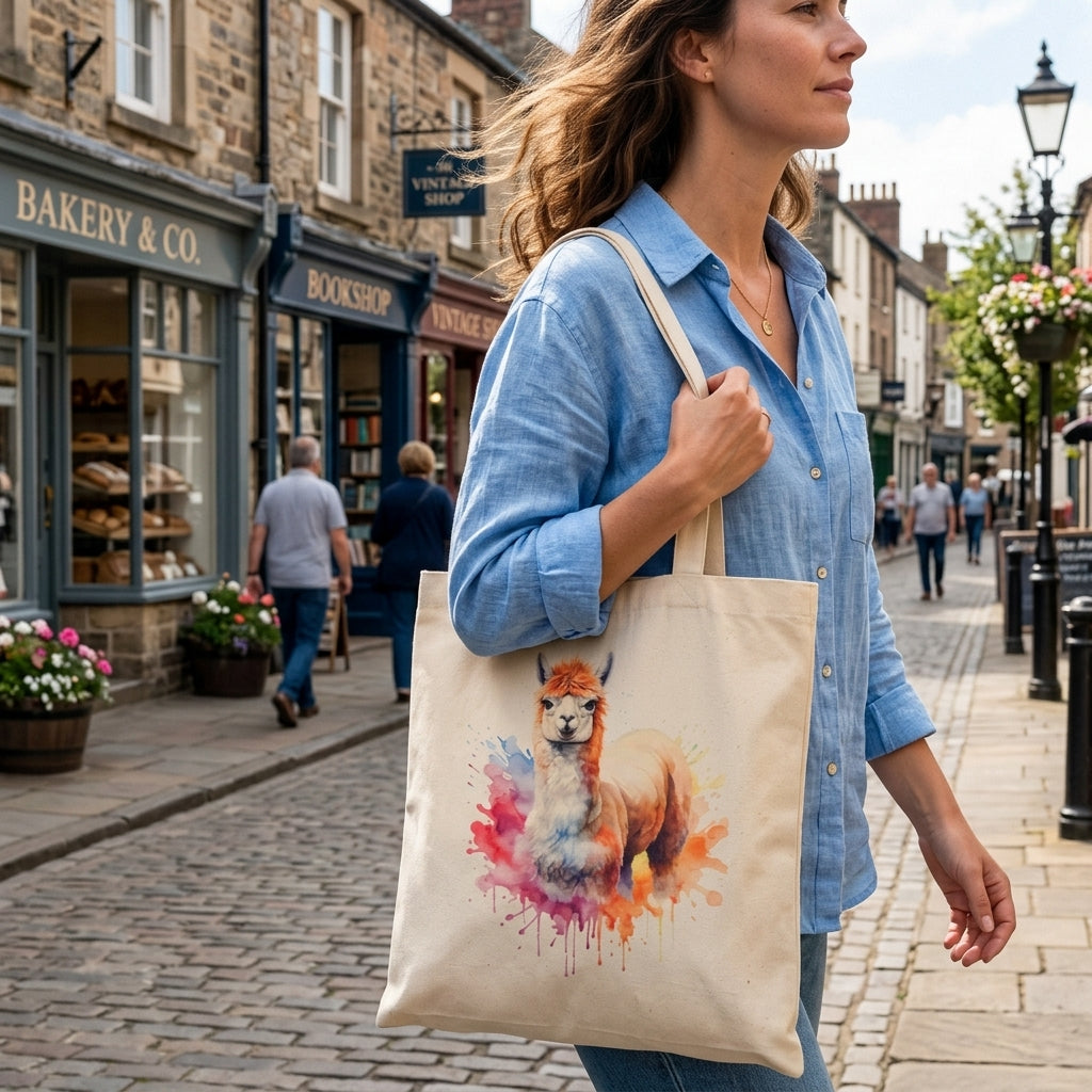 Colour Splash Alpaca Canvas Tote Bag