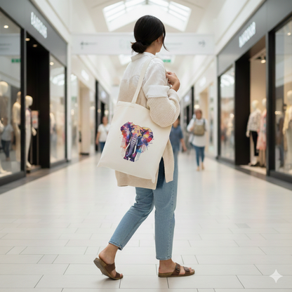 Colour Splash Elephant Canvas Tote Bag