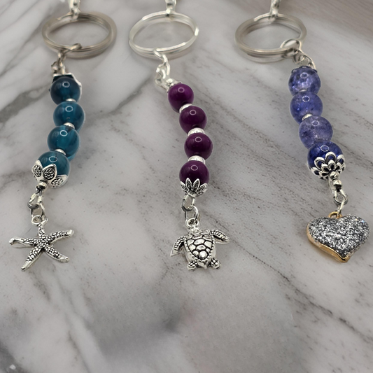 Silver Heart / Starfish / Sea Turtle, Zipper Pull Charm - Bag Accessory - Keyring