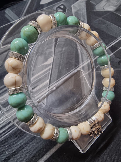 Beaded charm bracelet - One size elastic bracelet - Various designs available