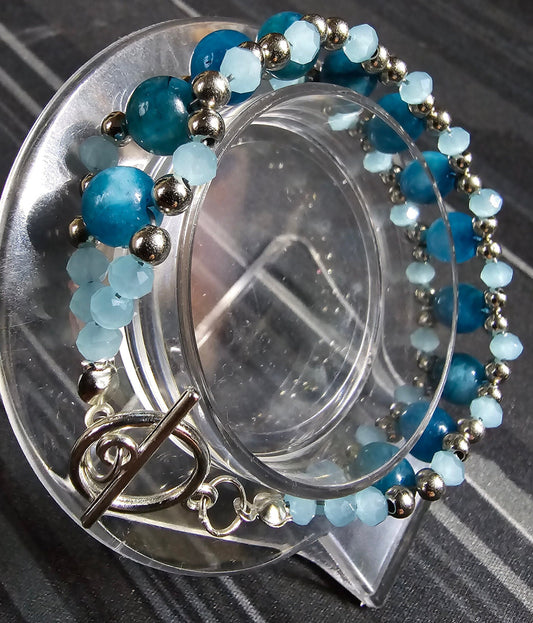 Ice Blue and Silver Beaded Bracelet