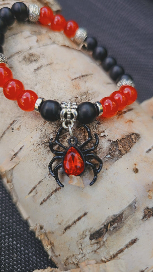 Spider Bracelet - Halloween spider charm elastic bracelet for costume and parties