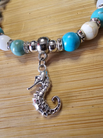 Beaded charm bracelet - One size elastic bracelet - Various designs available