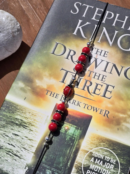 Ladybird elastic wraparound Bookmark - beaded charm page holder for books, diaries and Journals