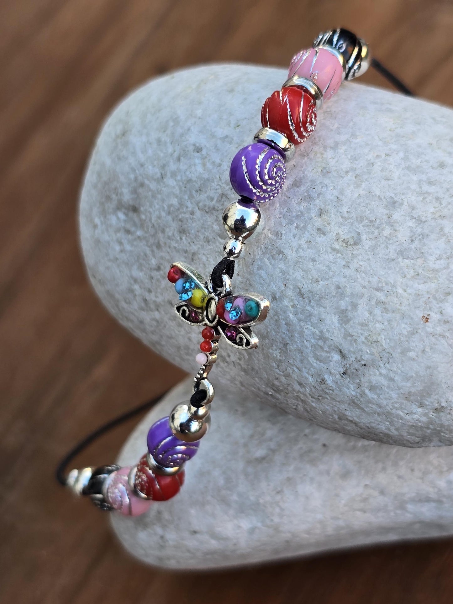 Dragonfly Elastic Bookmark - Beaded charm page holder for Books, Diaries and Journals