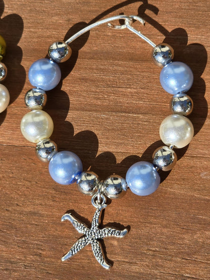 Ocean Theme Wine Glass Charms 4 Pack - Starfish, Dolphin, Sea Turtle, Sea Horse