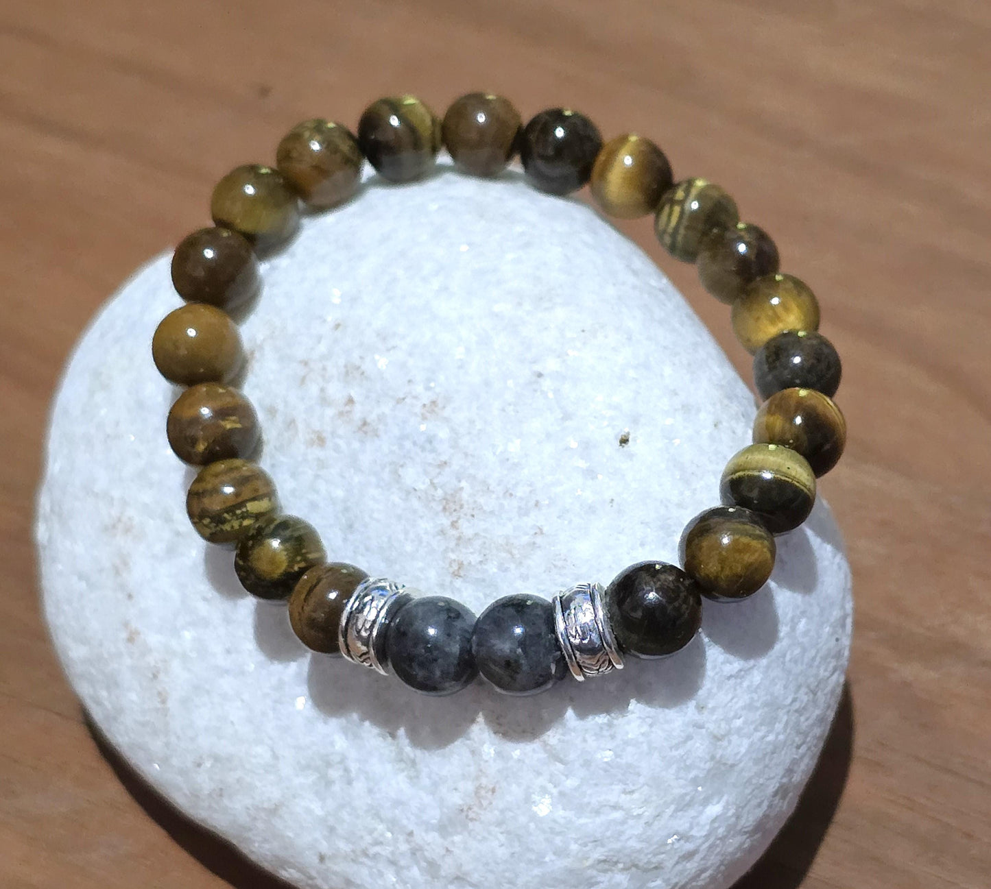 Men's Tigers Eye Bracelet - Brown Beaded Elastic Bracelet
