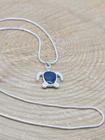 Sea Turtle Resin Filled Necklace with 46cm Snake Chain