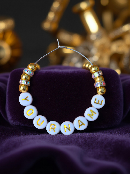 Personalised Wine Glass Charms - Gold and white design with [your name]