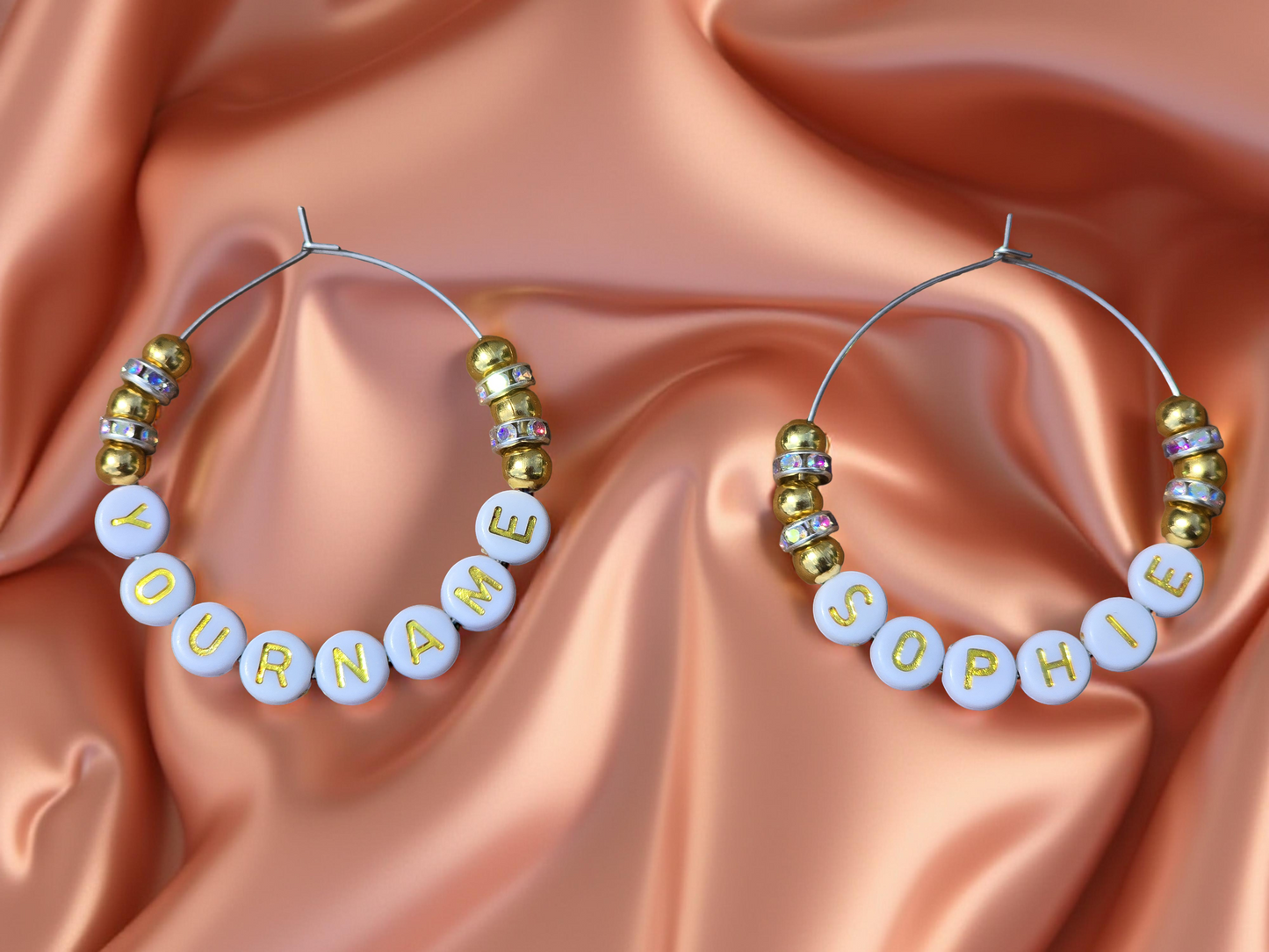 Personalised Wine Glass Charms - Gold and white design with [your name]
