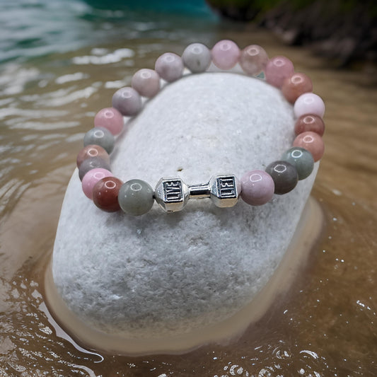 Women's Dumbbell beaded elastic bracelet with Live-Lift slogan