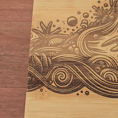 Sea Turtle chopping board - Ocean themed bamboo cutting board