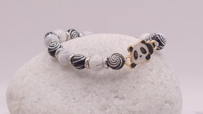Panda themed kids bracelet - Black and white cute Panda design