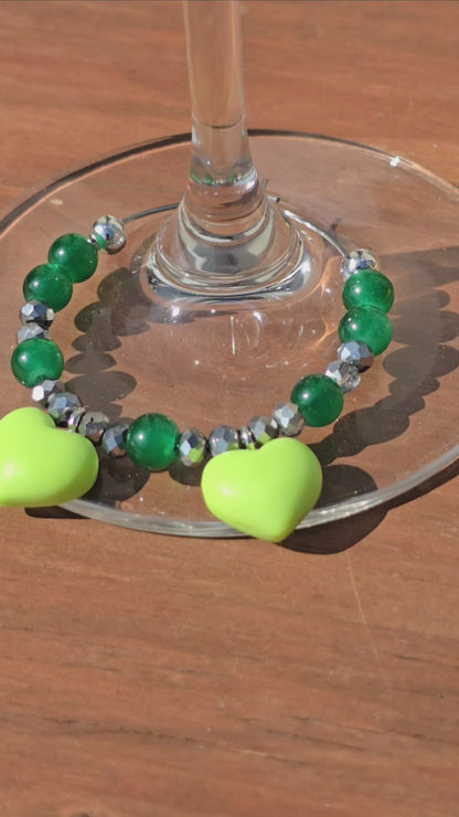 Heart Wine Glass Charms - Handmade 4 pack beaded drinks charms