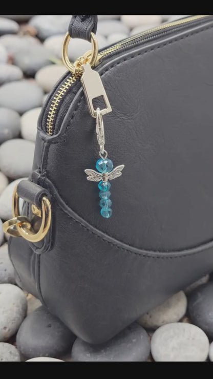 Dragonfly Zipper charms - 4 pack of beaded dragonfly bag charms