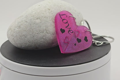Love heart 2 piece jigsaw resin keyring - Valentines / Best friend gift