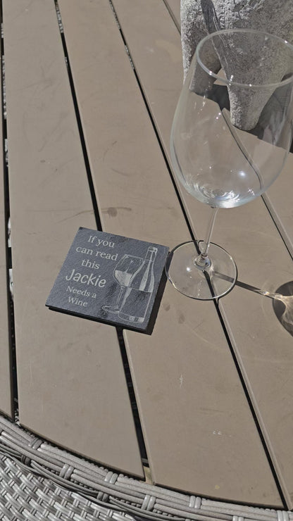 Personalised slate coaster - Personalised drinks mat gift for wine lovers