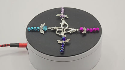Dragonfly Zip charms - 4 pack of beaded bag charms