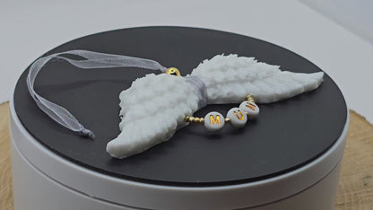 White Resin Angel Wings (Mum / Dad) - Hanging Decoration