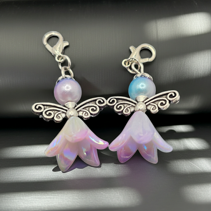 4 Pack Angel Zipper Charms - Bellflower Shaped Angel Charms for Bags and Purses