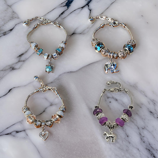 Snake Chain Charm Bracelets - Women's / Girls charm bracelets with various designs