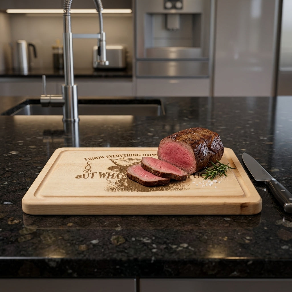 "What the F**k" Beech Wood Chopping Board - Highland Cow